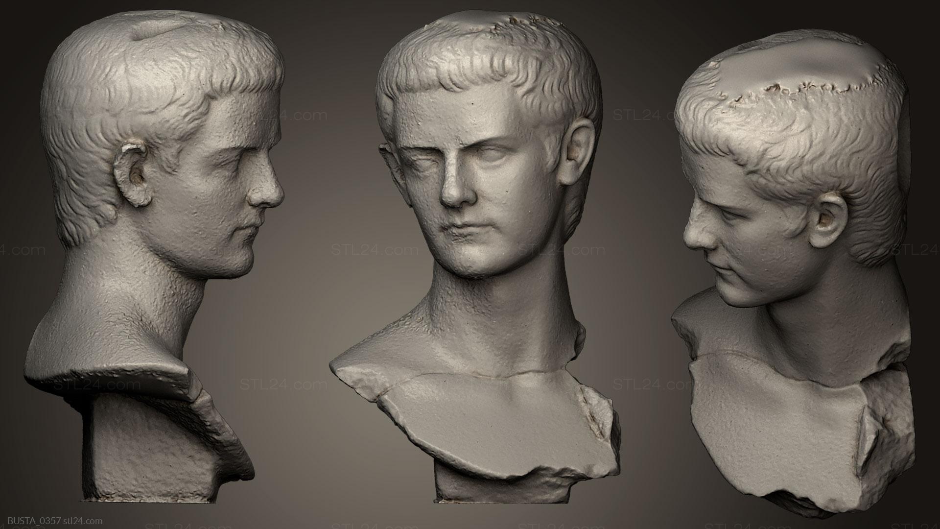 Бюсты и головы античные и исторические (Калигула 2, BUSTA_0357) 3D модель для ЧПУ станка